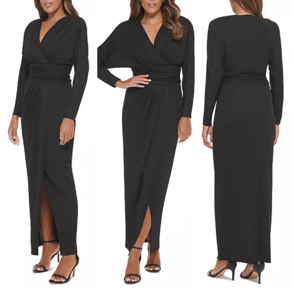 CALVIN KLEIN Ruched Jersey-Knit Gown Size 4 - Picture 2 of 7